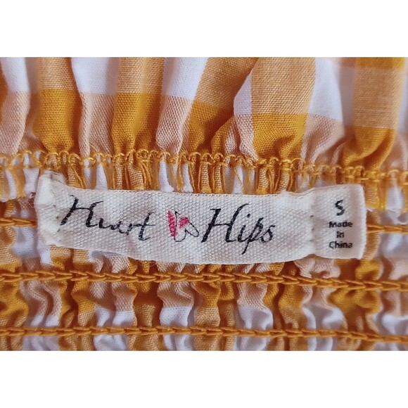 Heart & Hips Sz Small Smocked Tube Top Yellow‎ Gingham 100% Cotton Festival Y2K - Picture 3 of 6